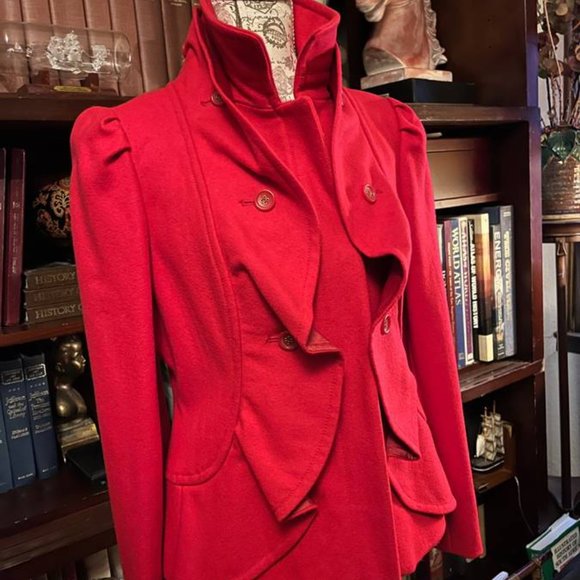 Size Med Womens Chadwick Jacket Red short jacket blazer fancy coat VTG - Picture 2 of 8